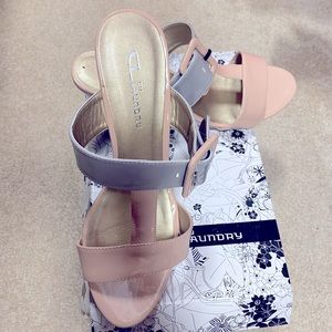 CL by Laundry Pink and Grey Wedge Sandal/Slide